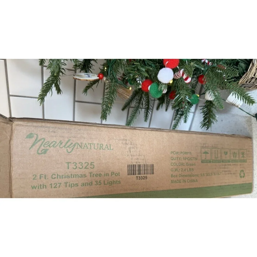 Nearly Natural 2ft. Artificial Christmas Tree Peppermint Parlor LED Lights